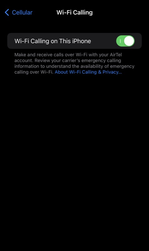 disabling wifi calling on iphone