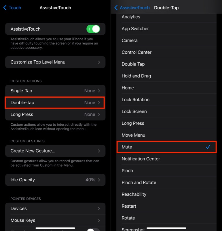 adding mute option to an asstivetouch action