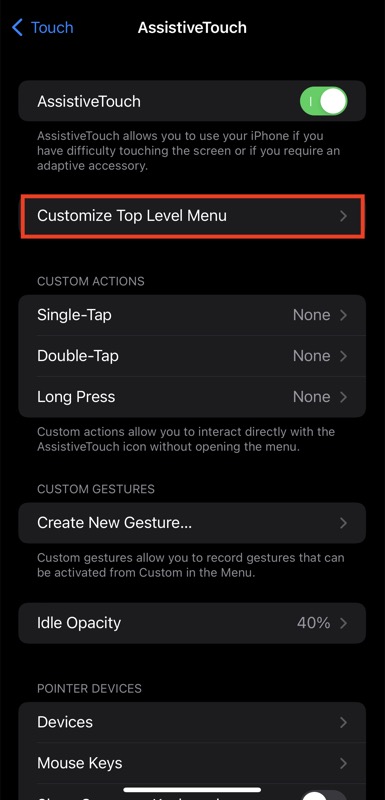 customize top level menu option in iPhone settings
