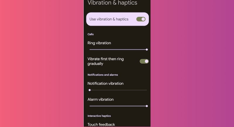 andrioid 13 haptics