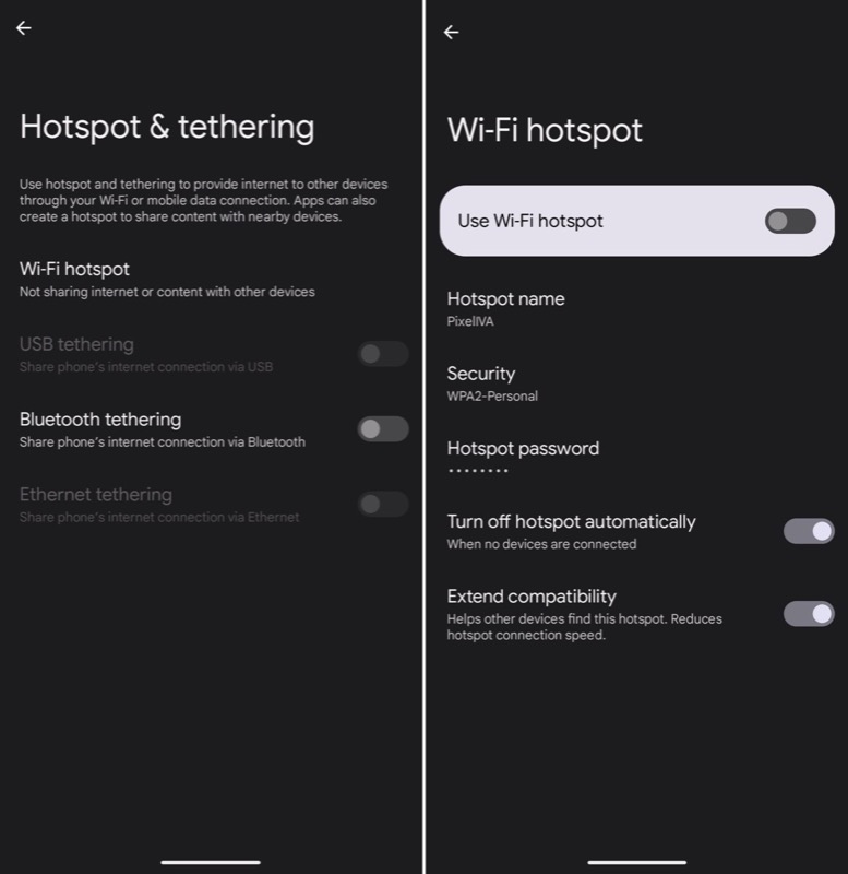 enabling mobile hotspot on stock android