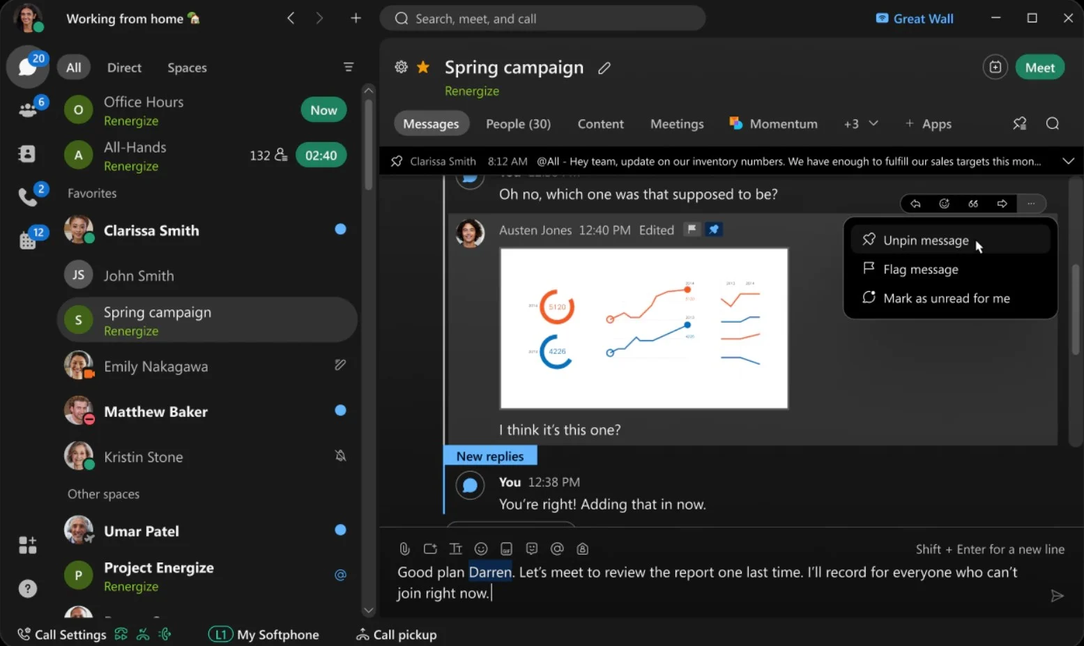 ข้อความปักหมุดข้อความของ Webex