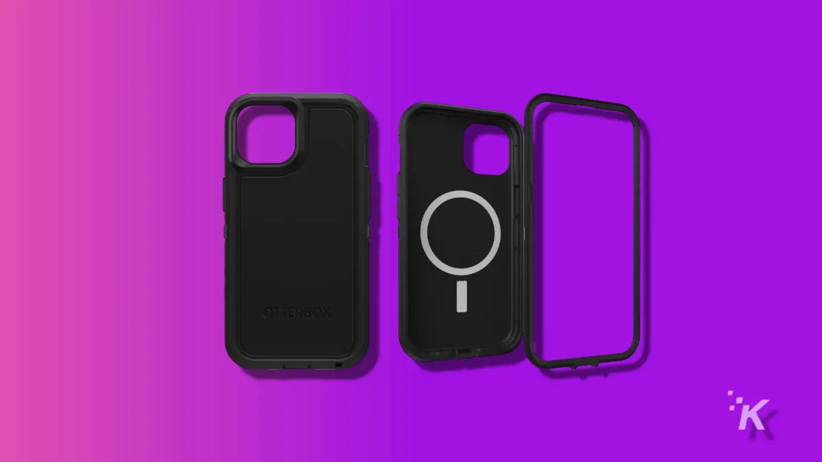 紫色知识技术背景上的 otterbox 防御者系列 pro xt