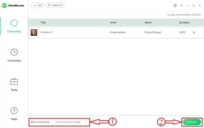 Opzioni di output in NoteBurner Spotify Music Converter