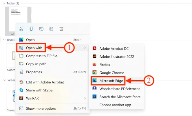 在 Microsoft Edge 浏览器中打开 PDF