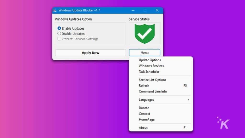 application de blocage de mise à jour Windows