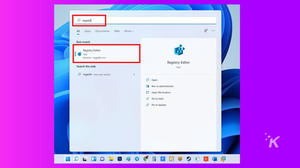 Regedit de Windows 11