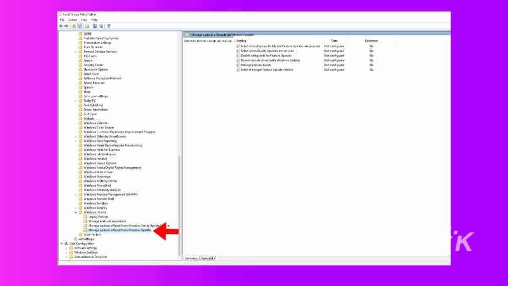 Désactivation de la mise à jour Windows à l'aide de GPO