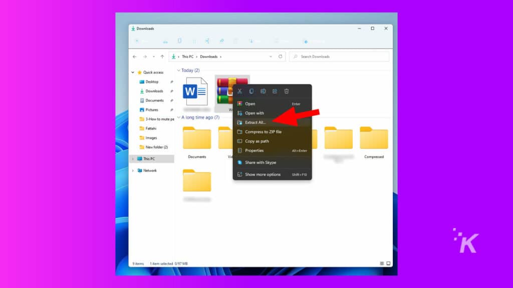 Extraction du bloqueur de mise à jour Windows