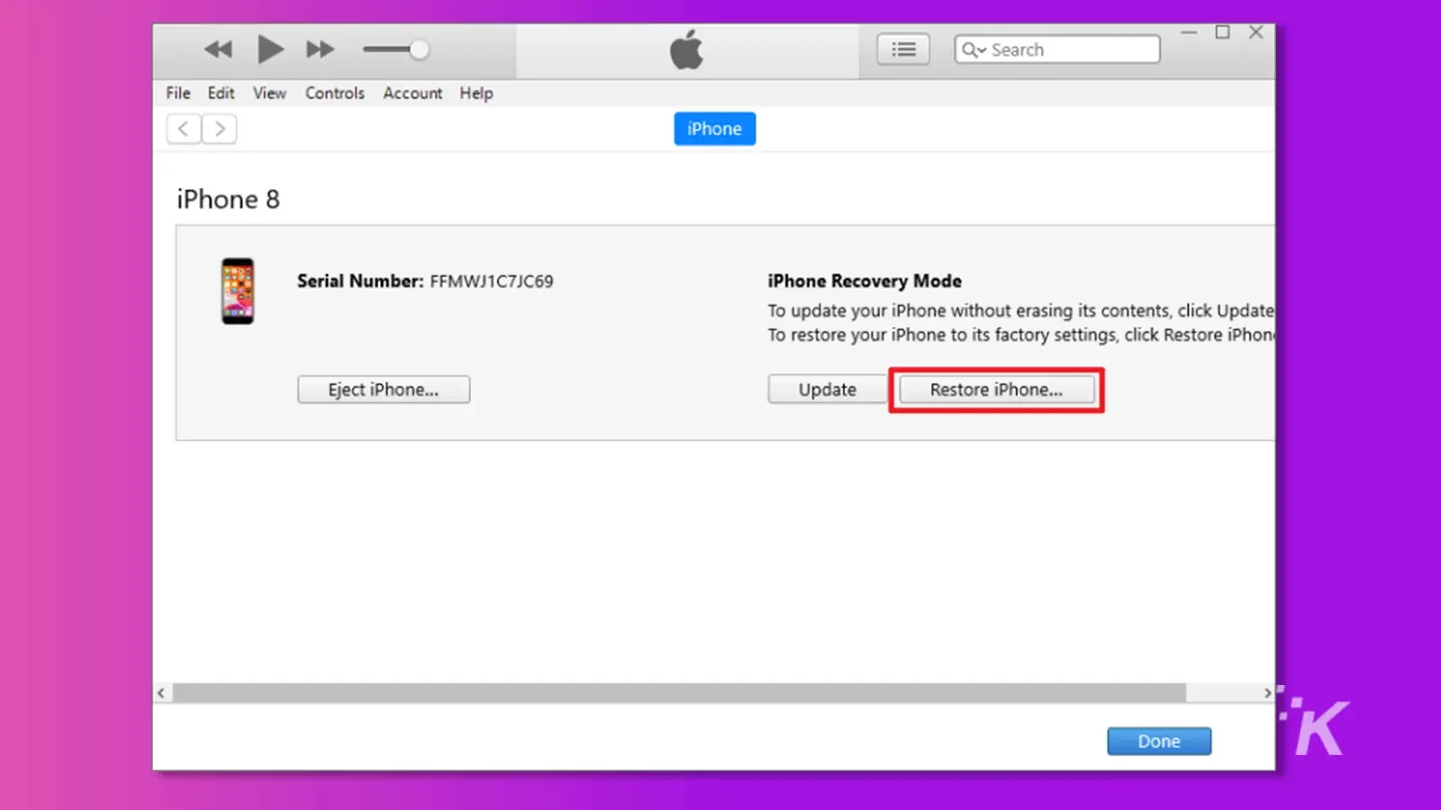 iPhone 恢復模式周圍有紅色 Restore iPhone