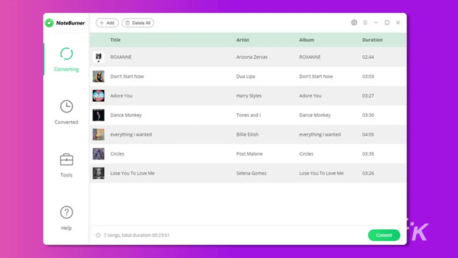 NoteBurner App 轉換軟件