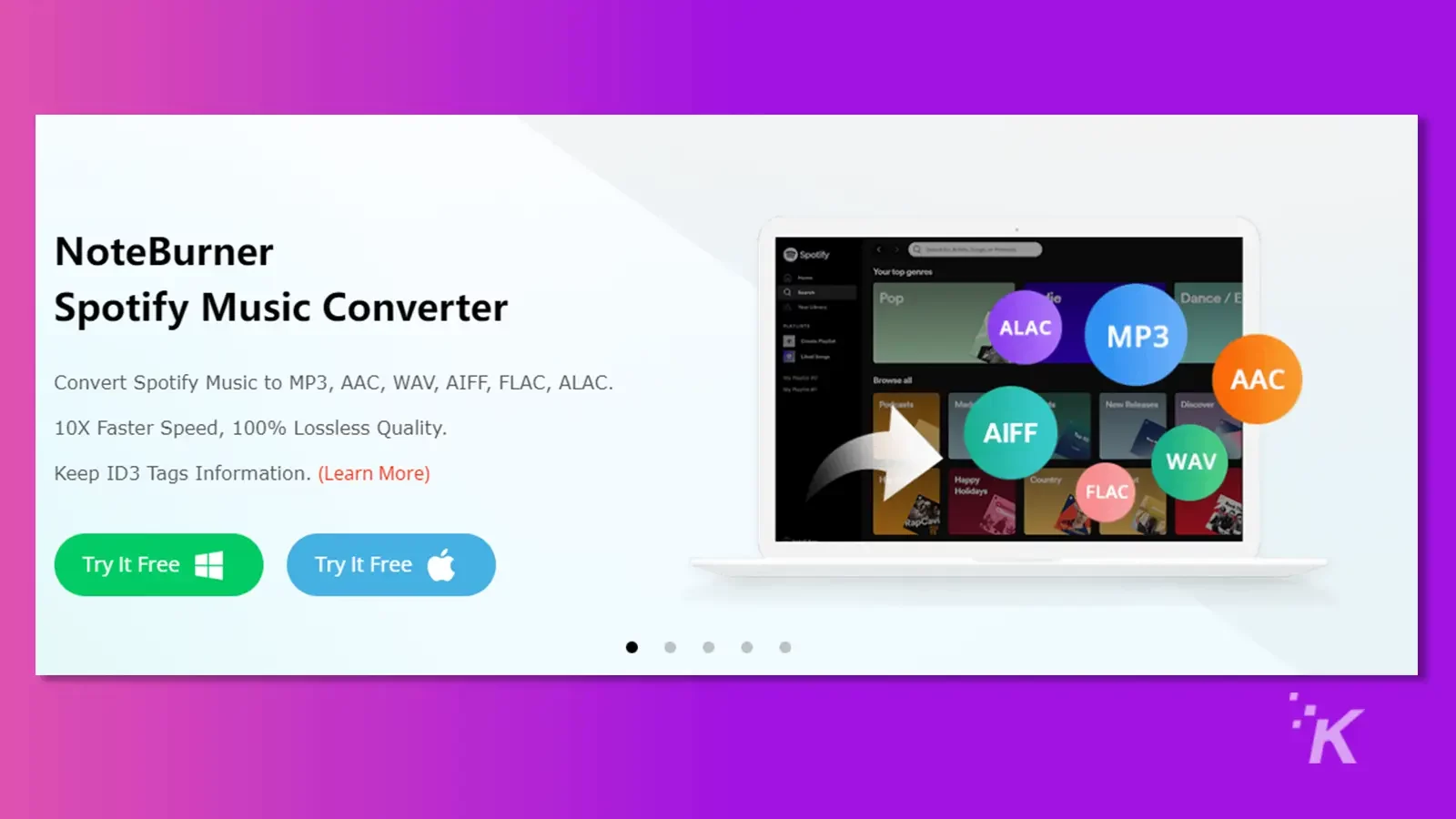 NoteBurner 應用程序主屏幕