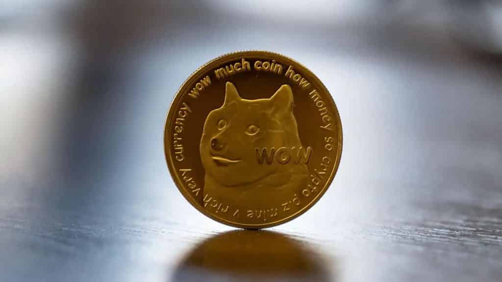 dogecoin บนโต๊ะ