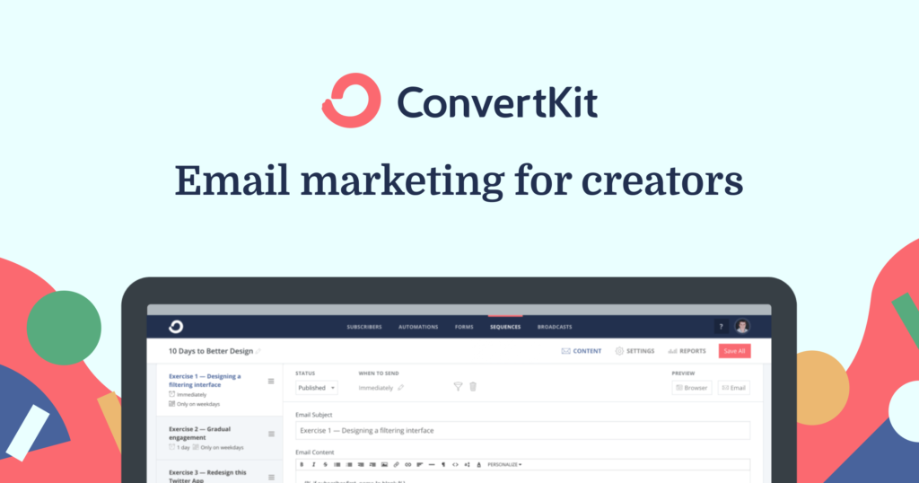Os 20 principais softwares de marketing por e-mail sugeridos por profissionais de marketing experientes para 2021 - The Tech Learn convertkit - best email marketing software for 2021
