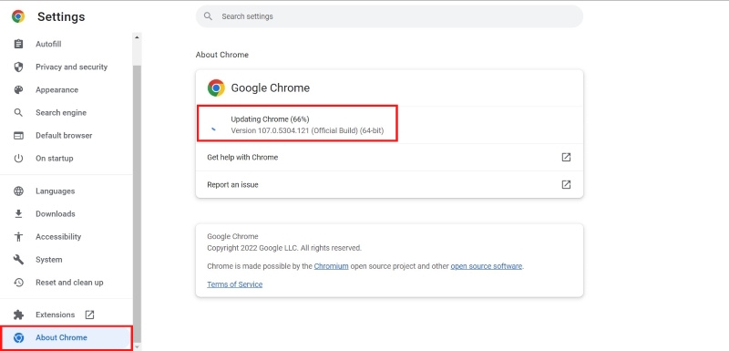 update google chrome