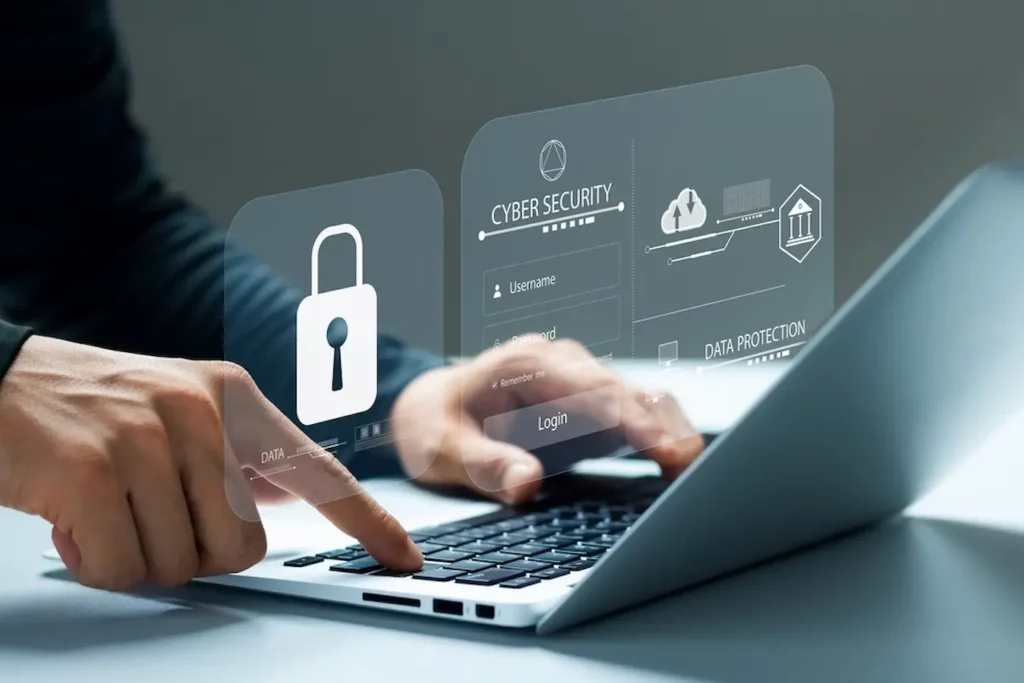 proteção de dados de segurança online para laptop de nome de domínio