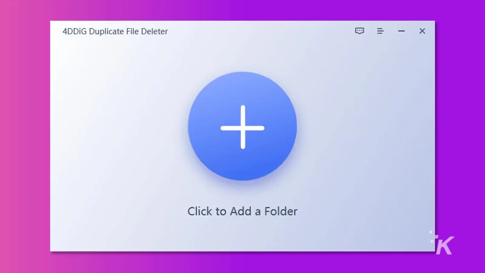 Página de inicio de la aplicación Duplicate File Deleter