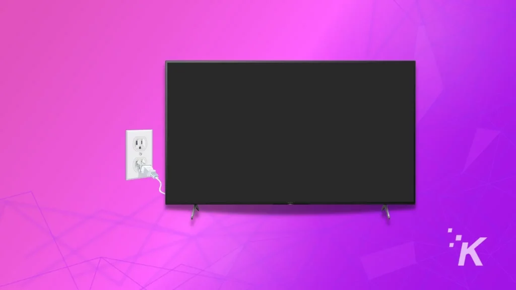 écran de télévision avec image de cordon d'alimentation