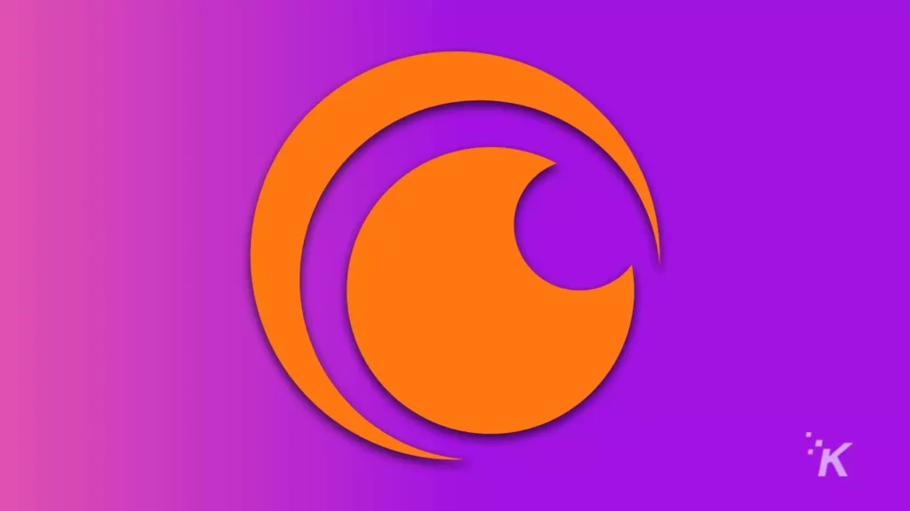 logotipo do crunchyroll laranja em fundo roxo
