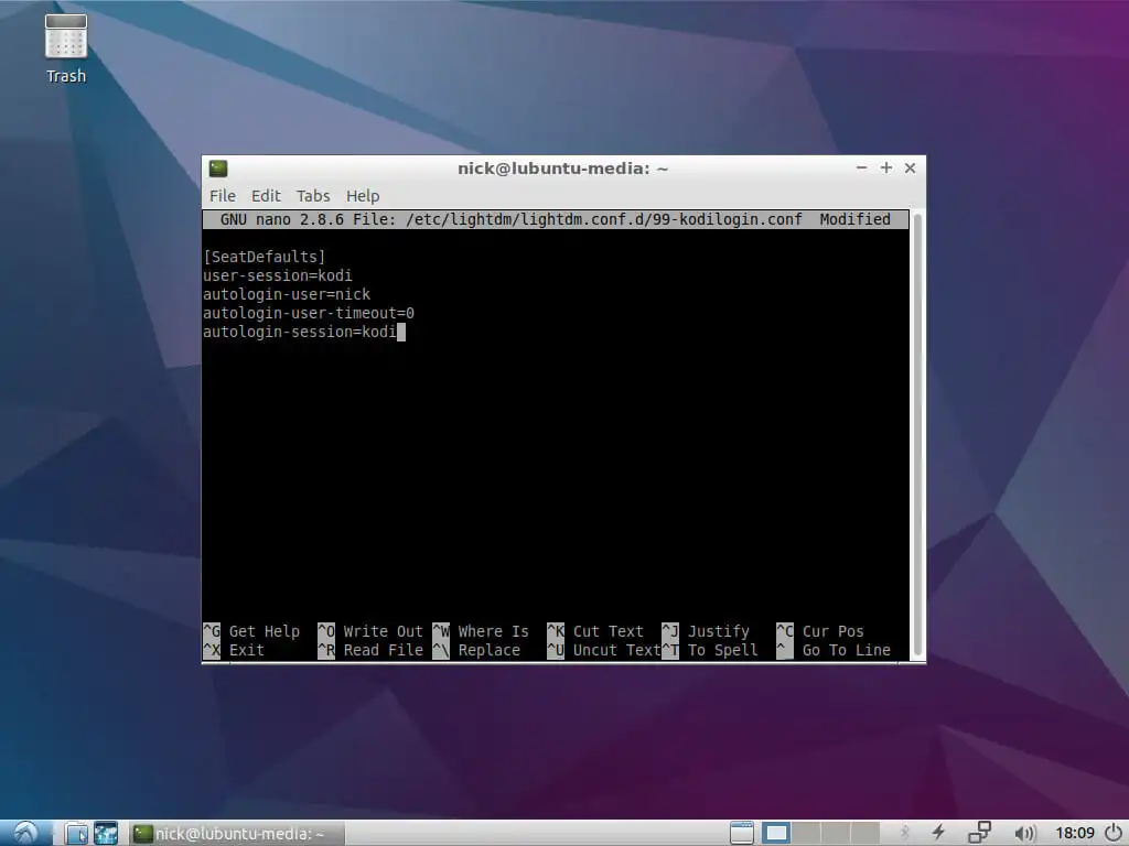 Accesso automatico a Lubuntu Kodi