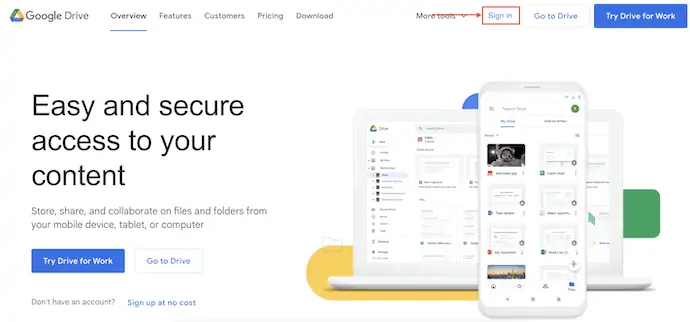 Strona główna Dysku Google