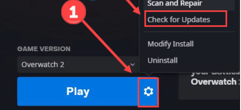 gear icon present next to the Play button of the game