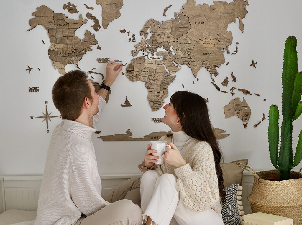 Wood Wall Map 3