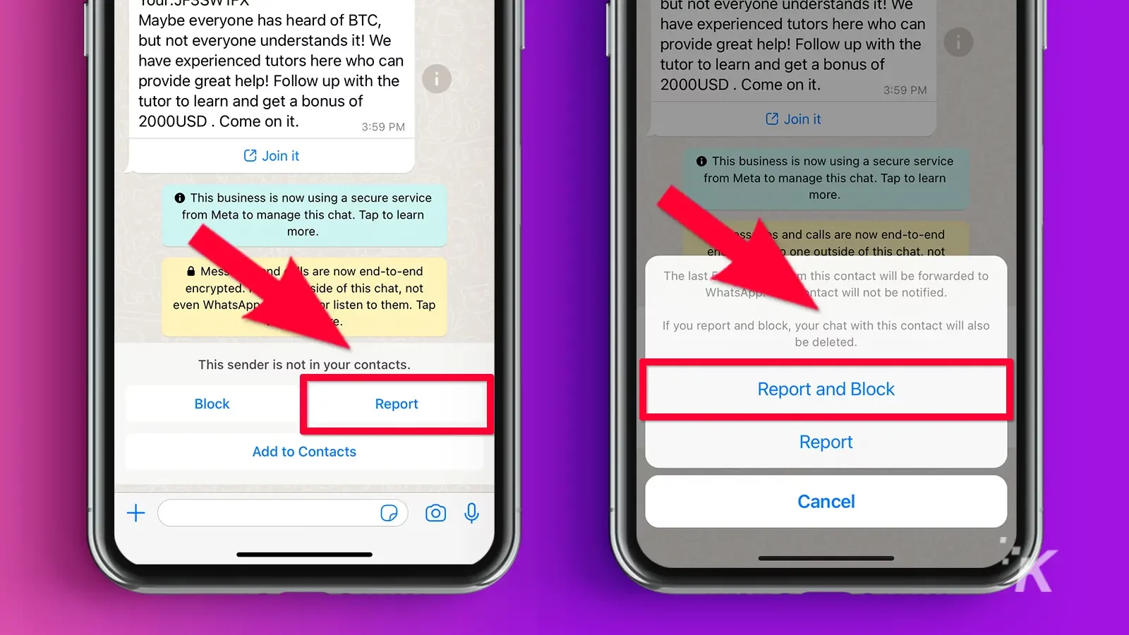 Laporkan seseorang di WhatsApp
