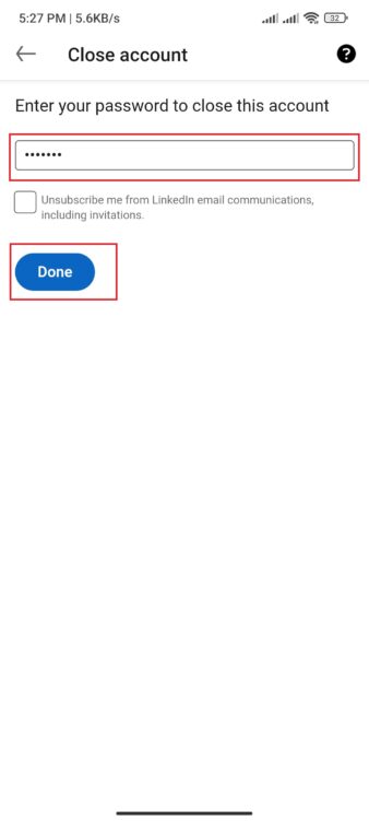 how to delete linkedin account- done step on android