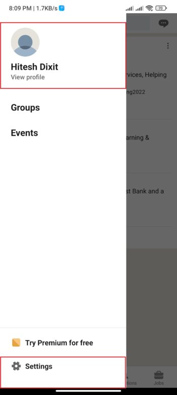 how to delete linkedin account- settings on android