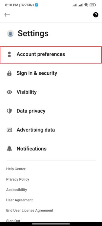 how to delete linkedin account- account preferences