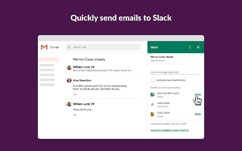 folga para gmail slack add-on for gmail