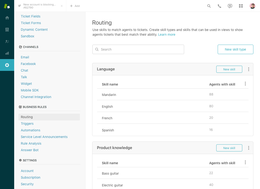 Routage Zendesk Talk