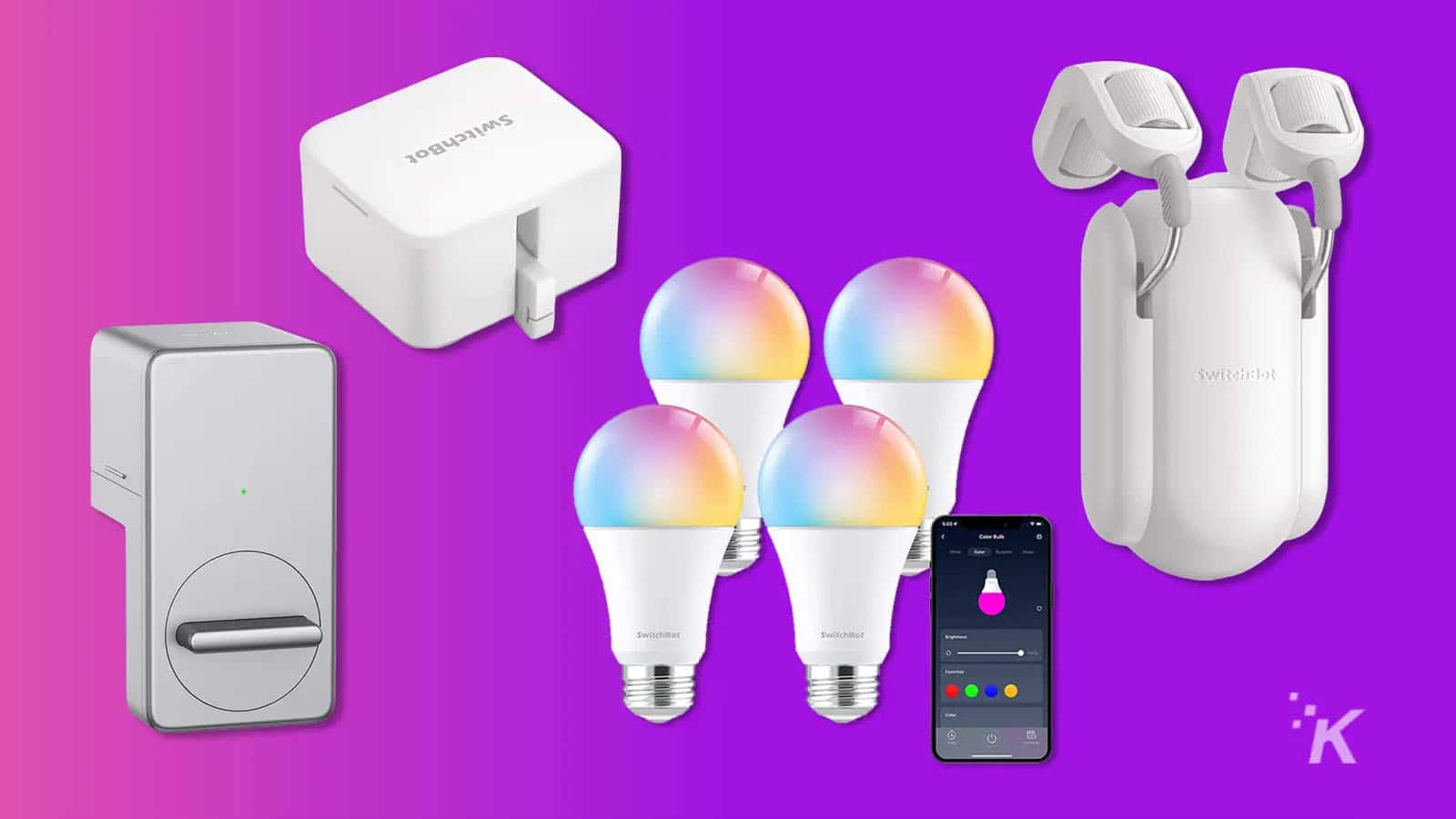 produse switchbot pe fundal violet