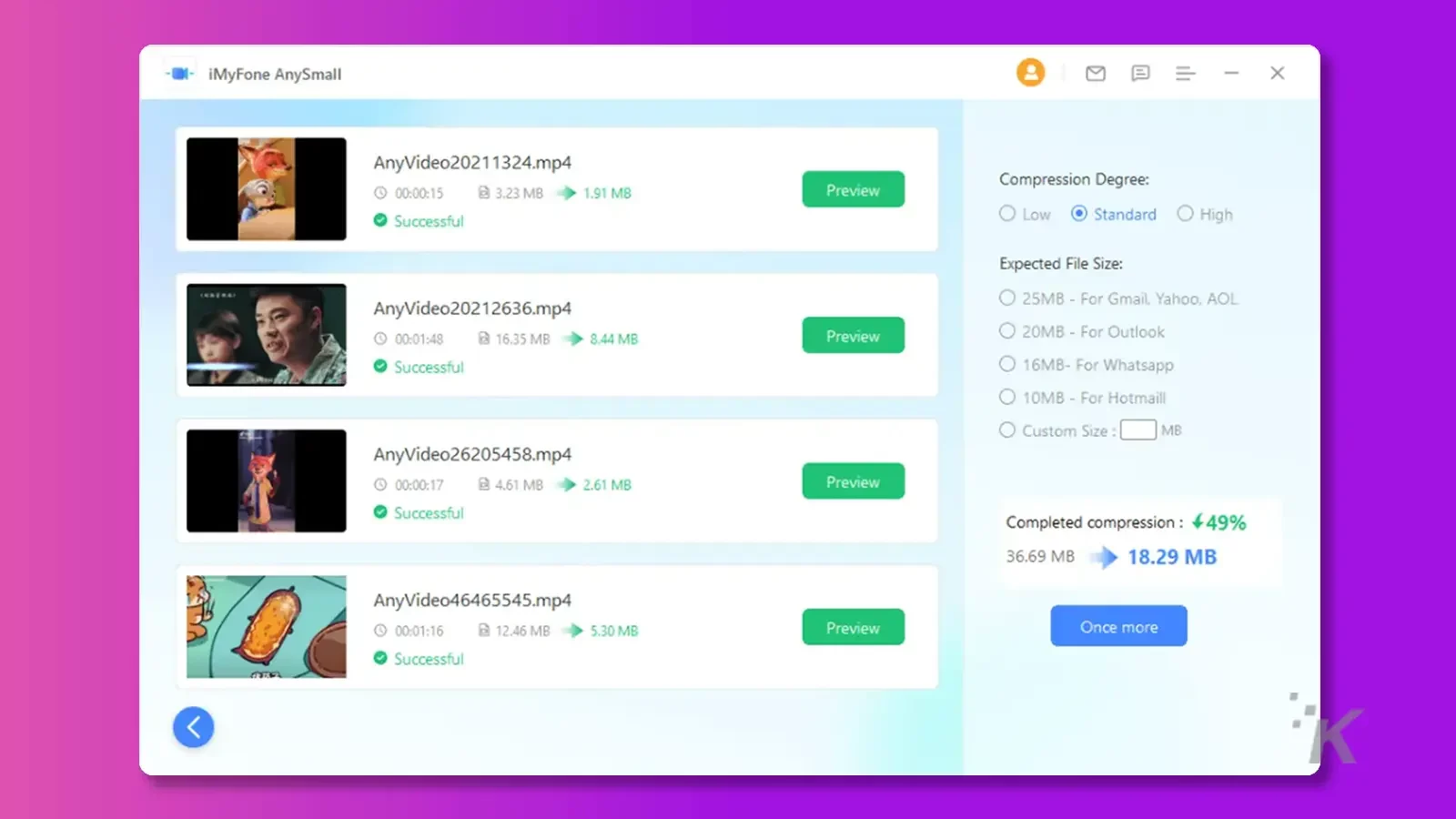 iMyFone AnySmall 桌面壓縮完成的視頻壓縮器