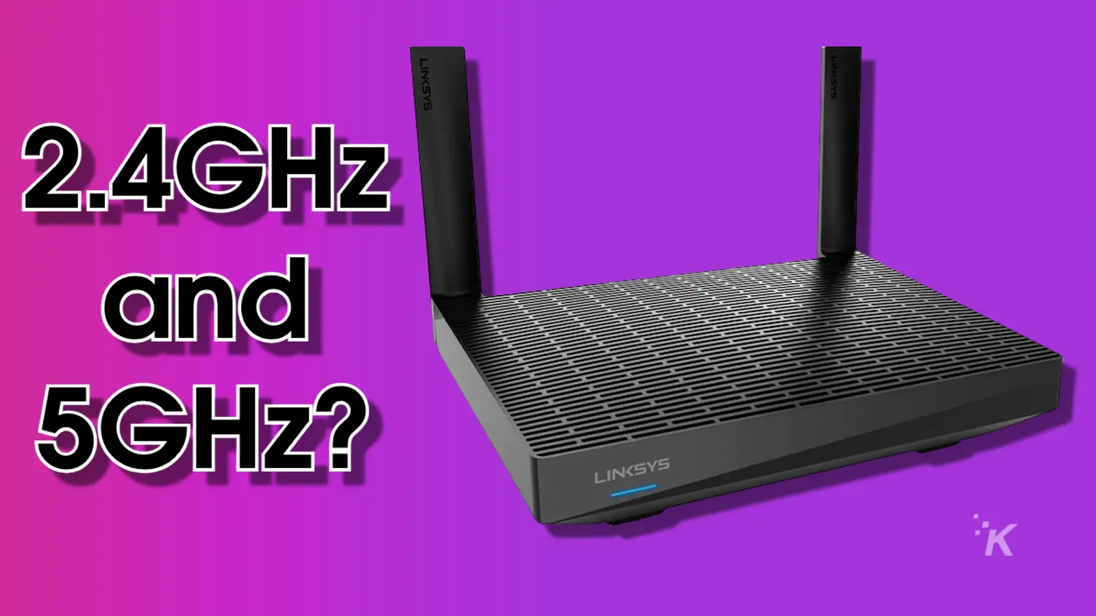 2.4GHz 和 5GHz？带有紫色背景上的路由器