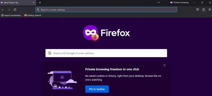 Jendela Firefox Pribadi