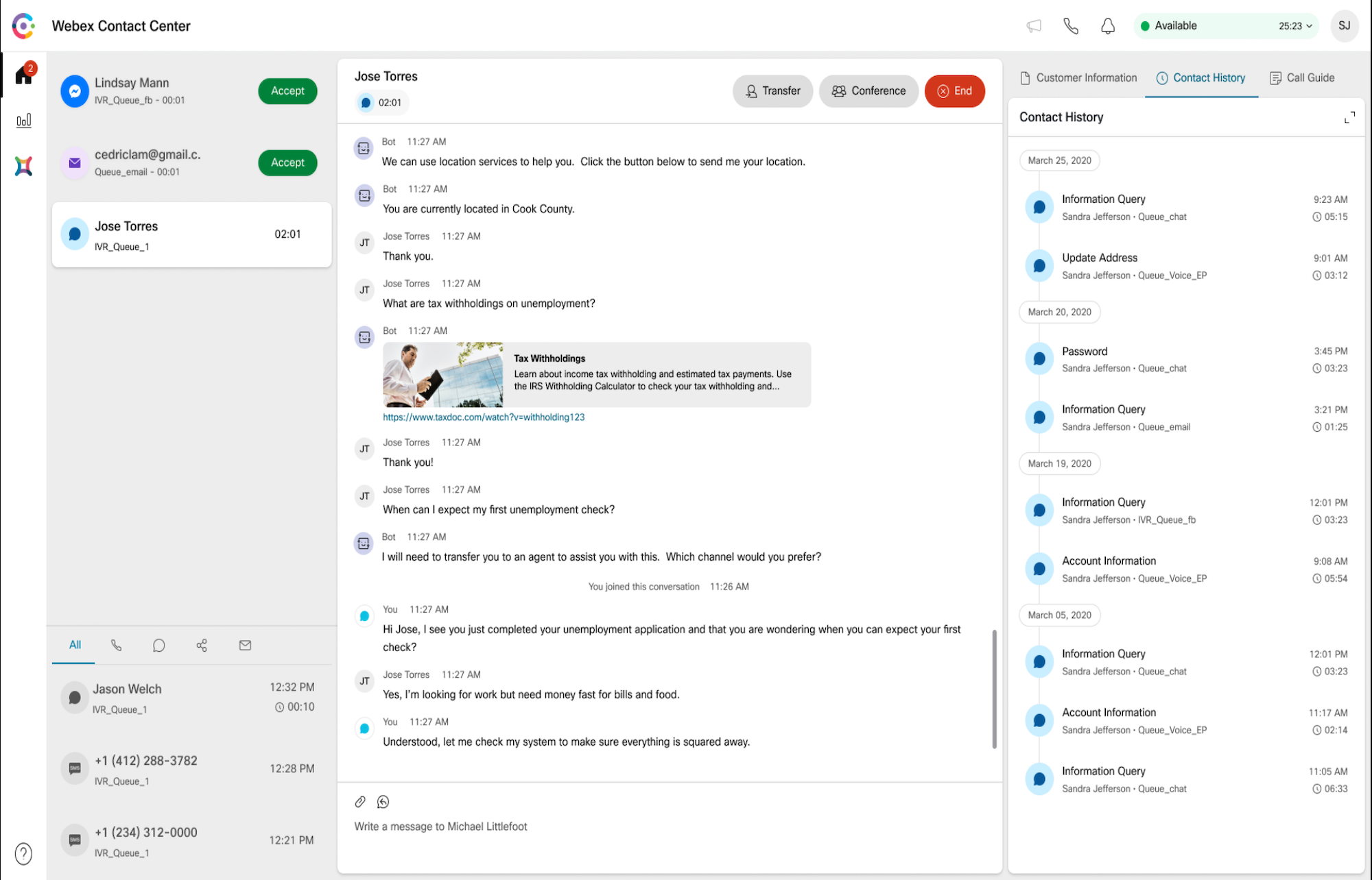 chat de l'assistant virtuel webex