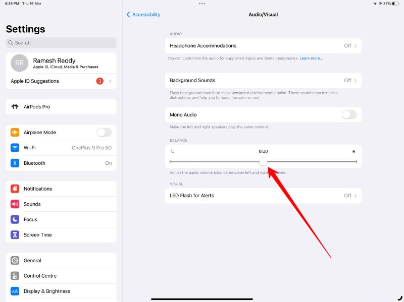 ipad sound accessibility settings