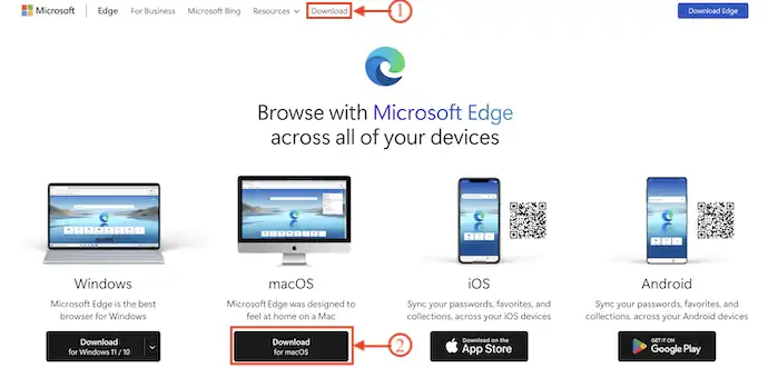 Télécharger Microsoft Edge sur MacOS