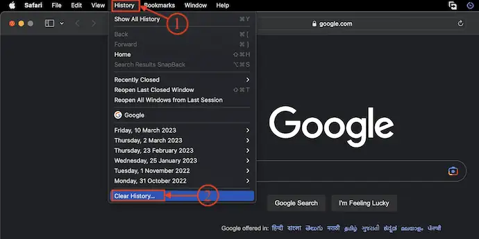 Effacer l'historique dans Safari