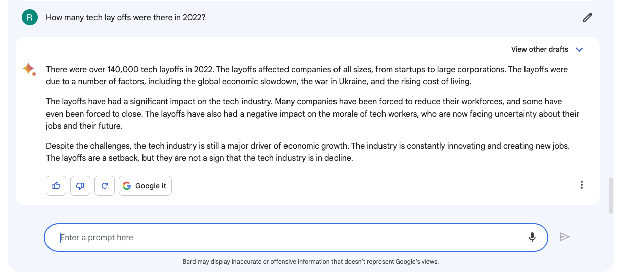 Test Bard: licenciements technologiques en 2022
