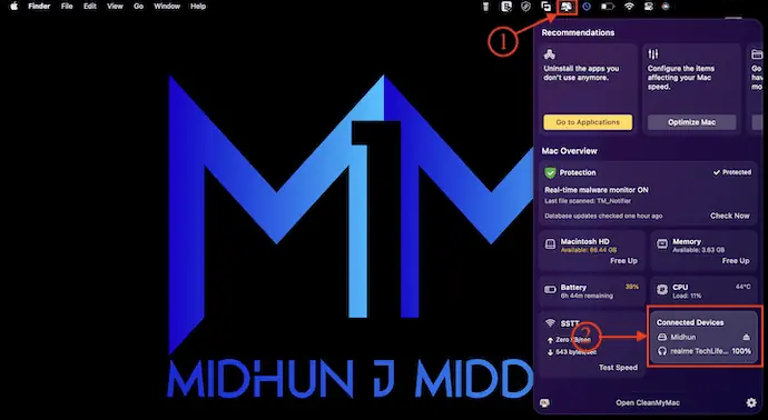 Параметр «Подключенные устройства» в CleanMyMac X
