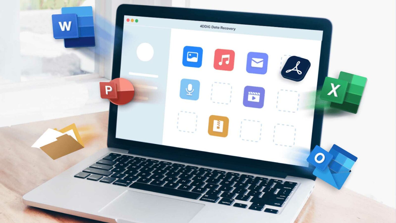 Laptop dengan layar berisi teks dan touchpad diletakkan di atas meja, dikelilingi oleh perangkat elektronik dan komponen komputer lainnya.