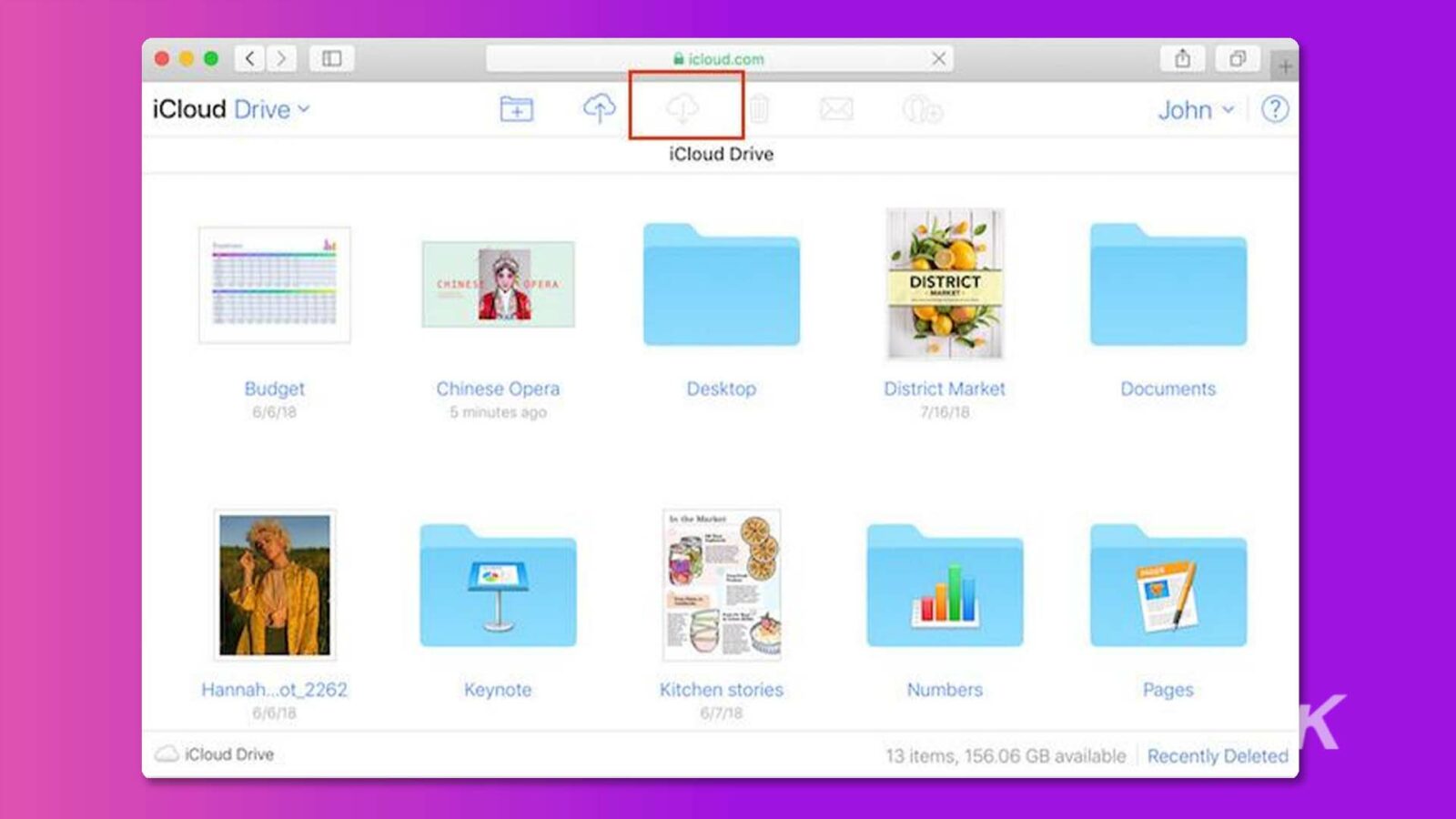 Drive iCloud dengan latar belakang ungu