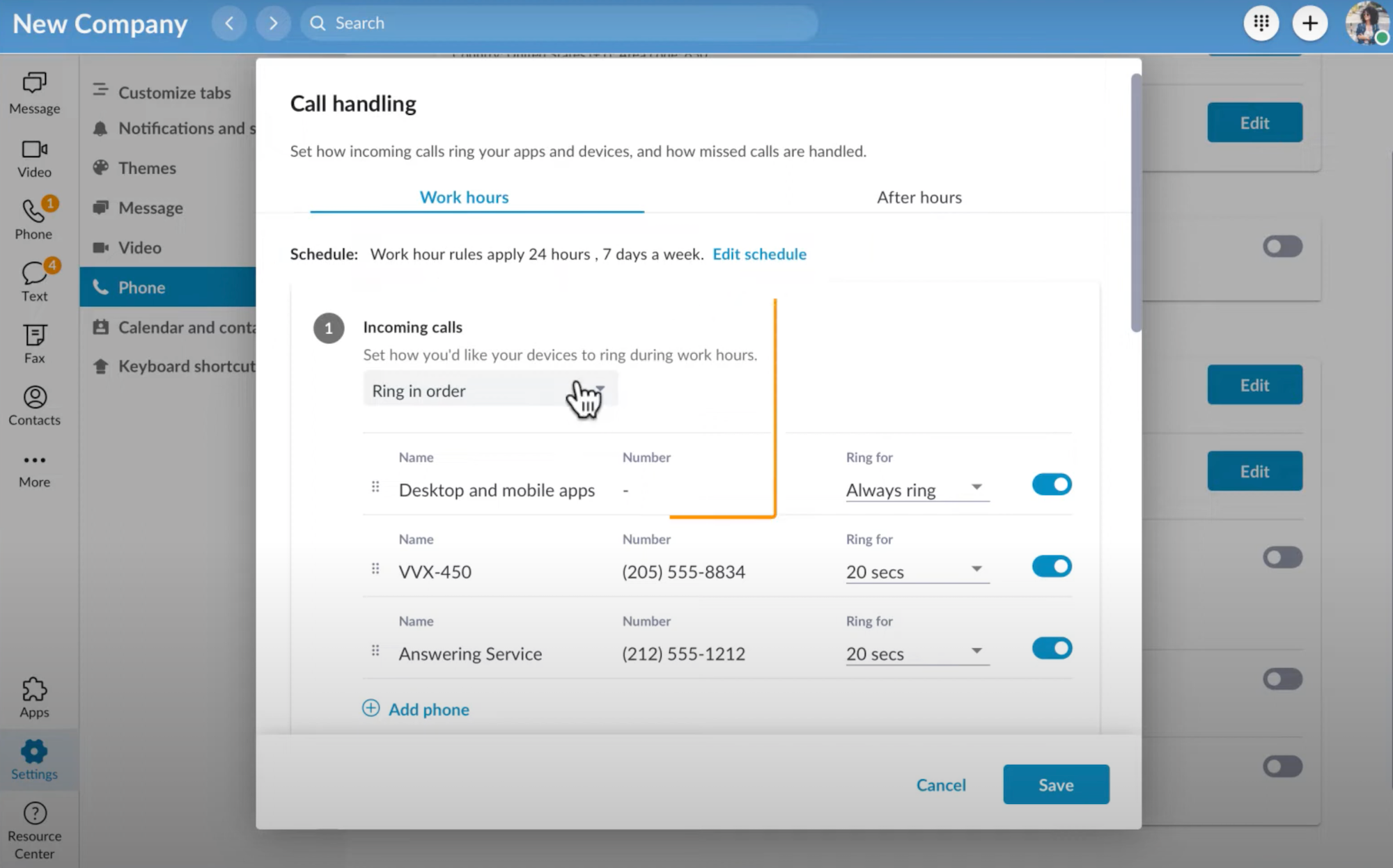 توجيه استدعاء ringcentral mvp