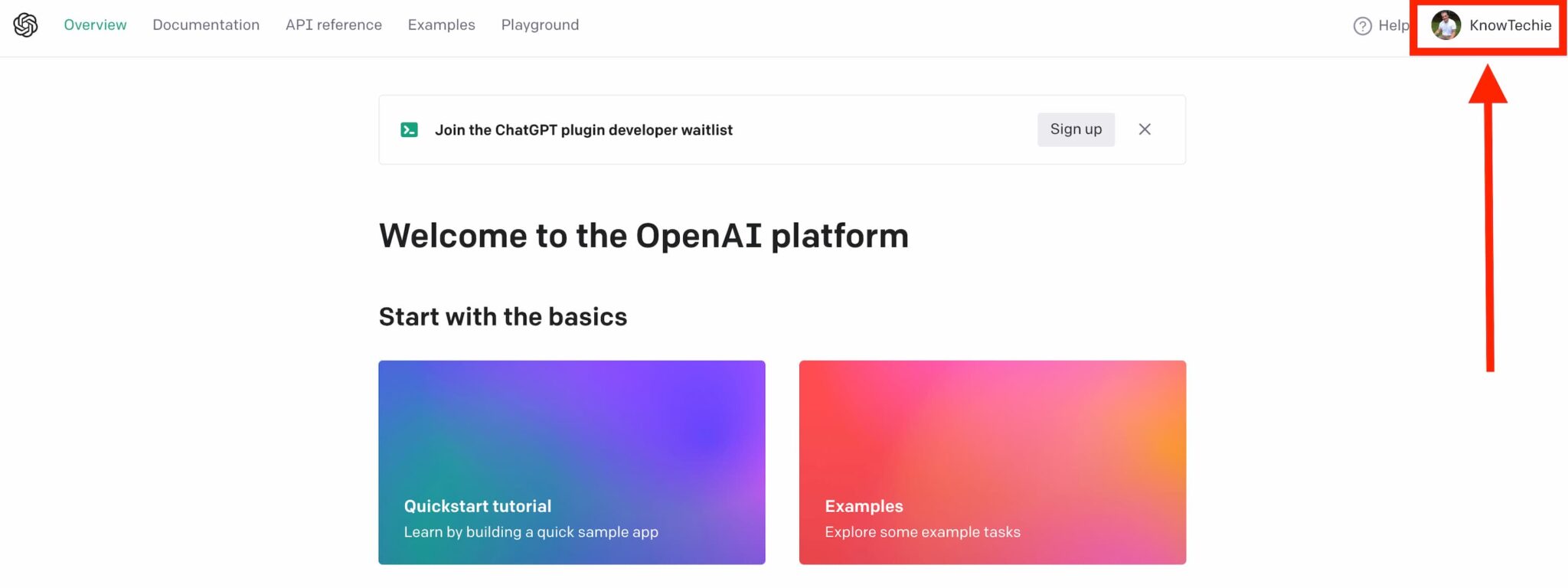 この画像では、人々が OpenAI プラットフォームに参加し、簡単なサンプル アプリを構築してサンプル タスクを調べるよう招待されています。全文: 概要 ドキュメンテーション API リファレンス 例 プレイグラウンド ヘルプ KnowTechie ChatGPT プラグイン開発者の待機リストに参加する サインアップ × OpenAI プラットフォームへようこそ 基本から始める クイックスタート チュートリアル 例 簡単なサンプル アプリを構築して学ぶ いくつかのサンプル タスクを調べる