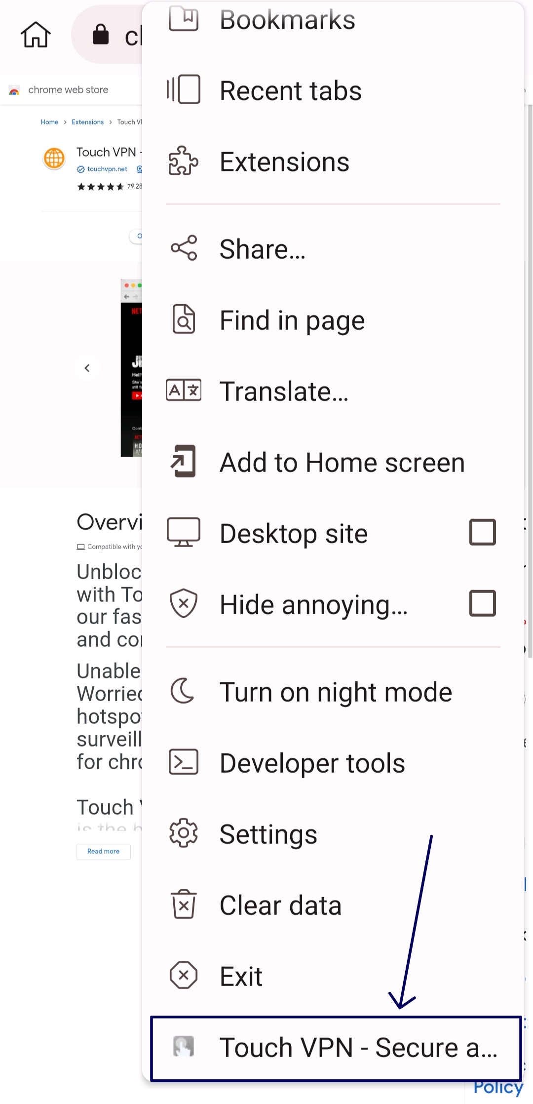touch vpn extension