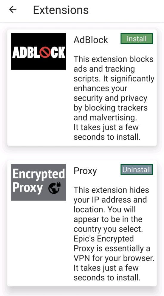 epic browser extensions