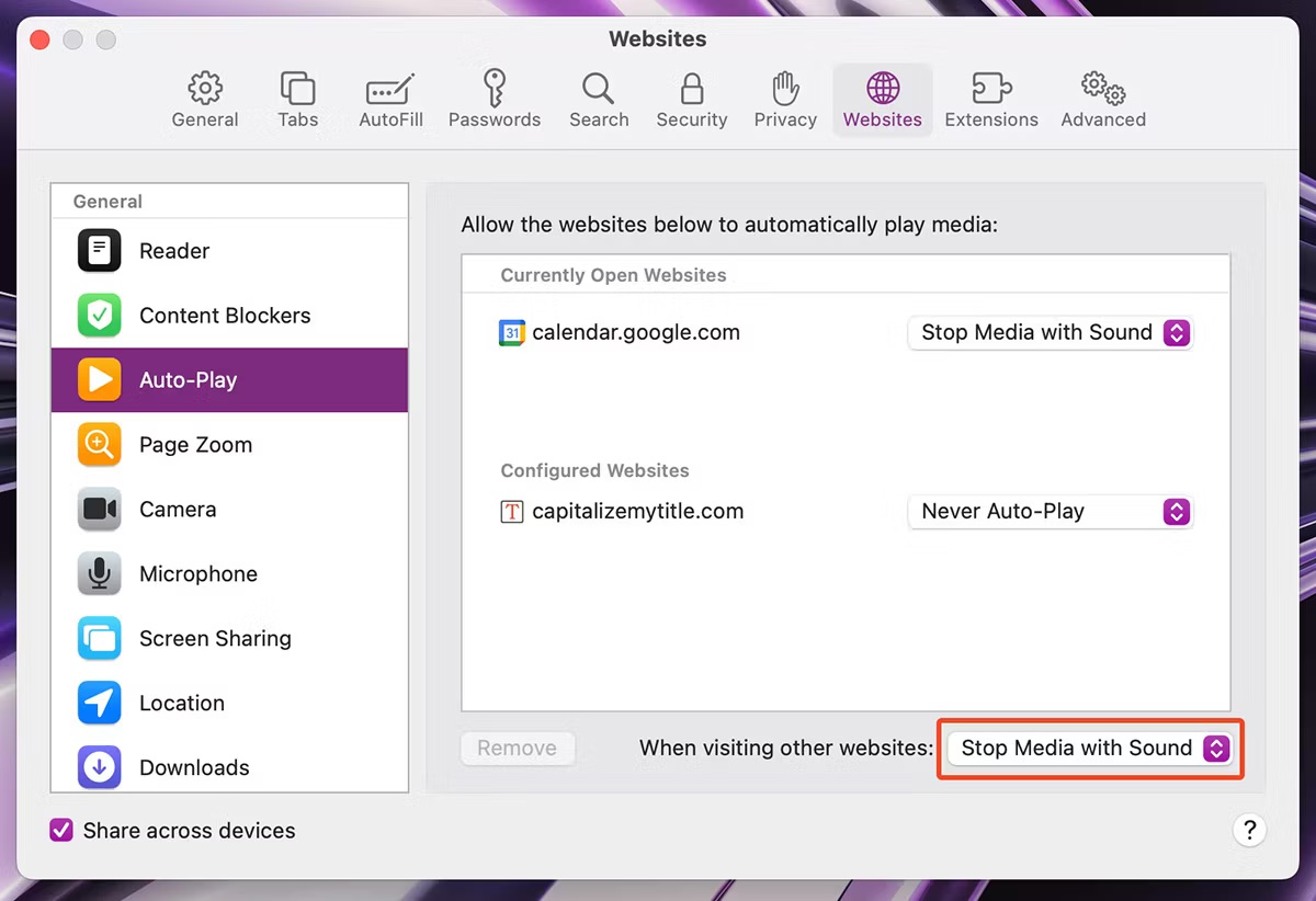 safari autoplay settings on mac